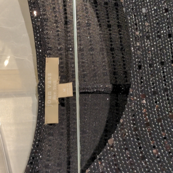 Joan Vass Size Medium Sequins Sparkly Evening or Former Dress Black Vintage - Picture 3 of 8